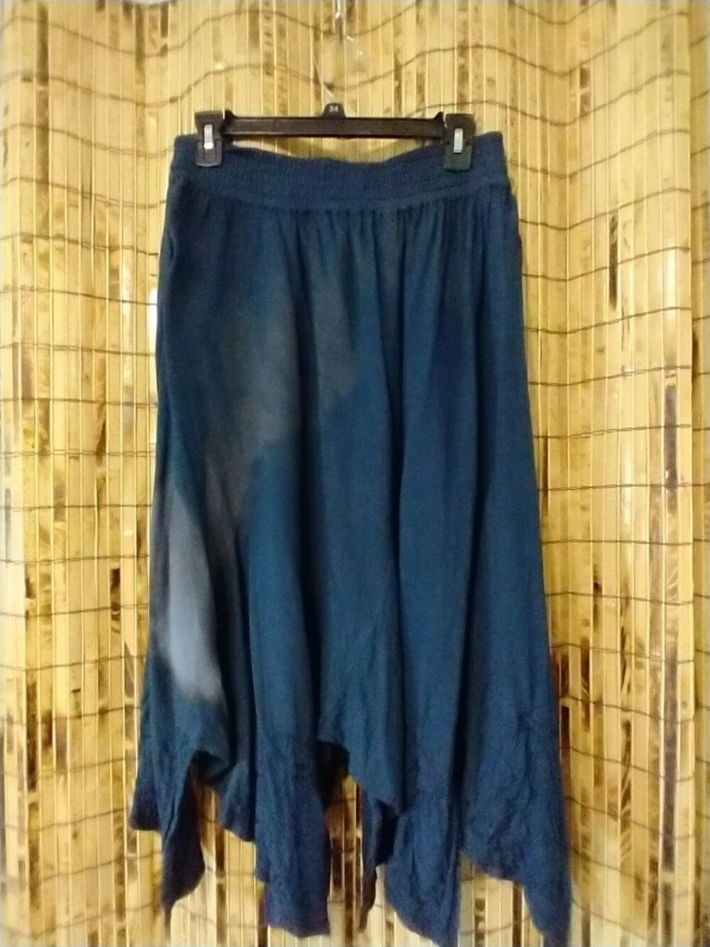 Holy Clothing Rowan Handkerchief Hem Skirt in Teal / Slate Blue